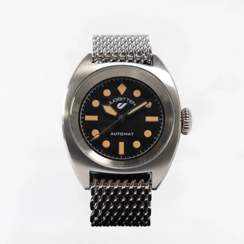Jugbitten °363 Refined 39 mm steel automatic watch on a steel mesh bracelet