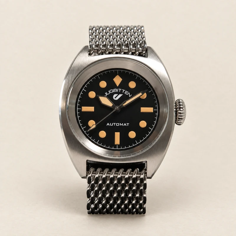 Jugbitten °363 Refined 39 mm -automaattikello teräksisellä verkkorannekkeella